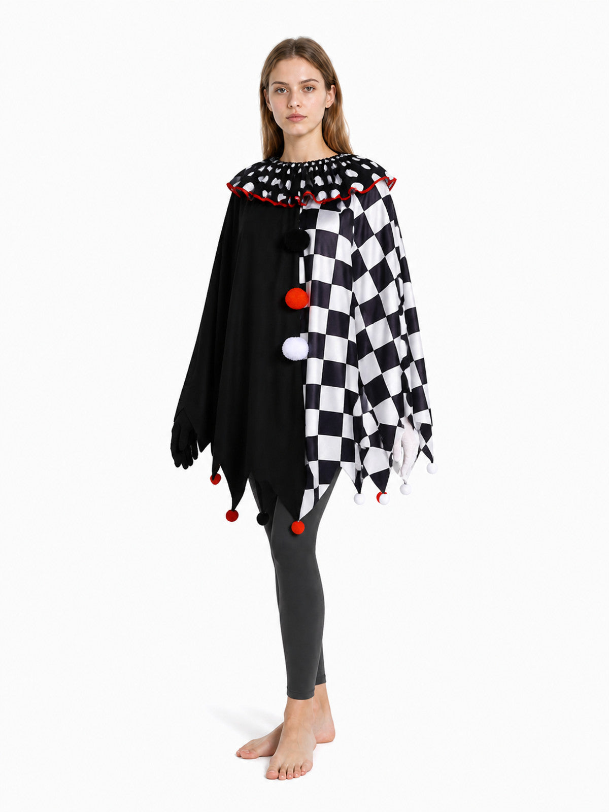 Clown Cape with Pom-Poms and Pointed Edges