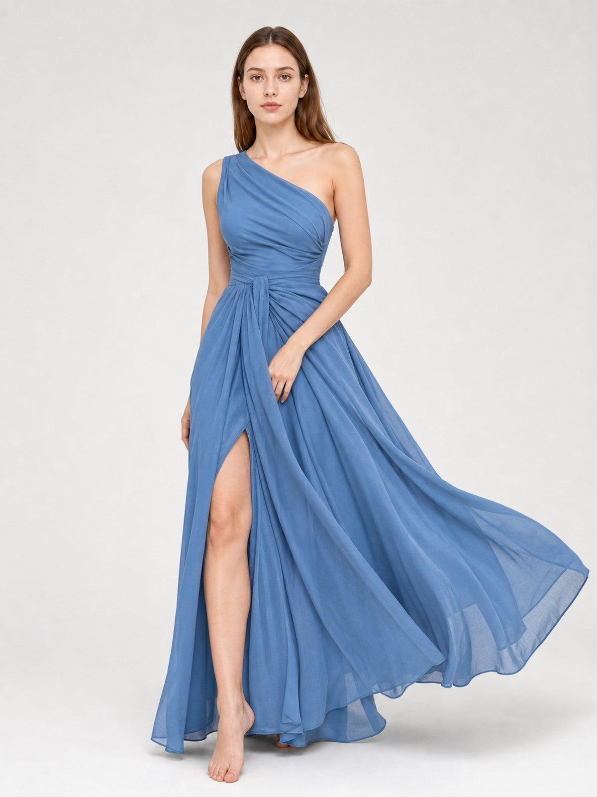 Asymmetrical Floor-Length Evening Dress with Slit
