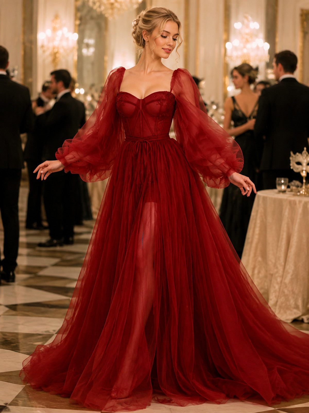 Red Wedding Dress with a Corset Bodice lifestyle view
