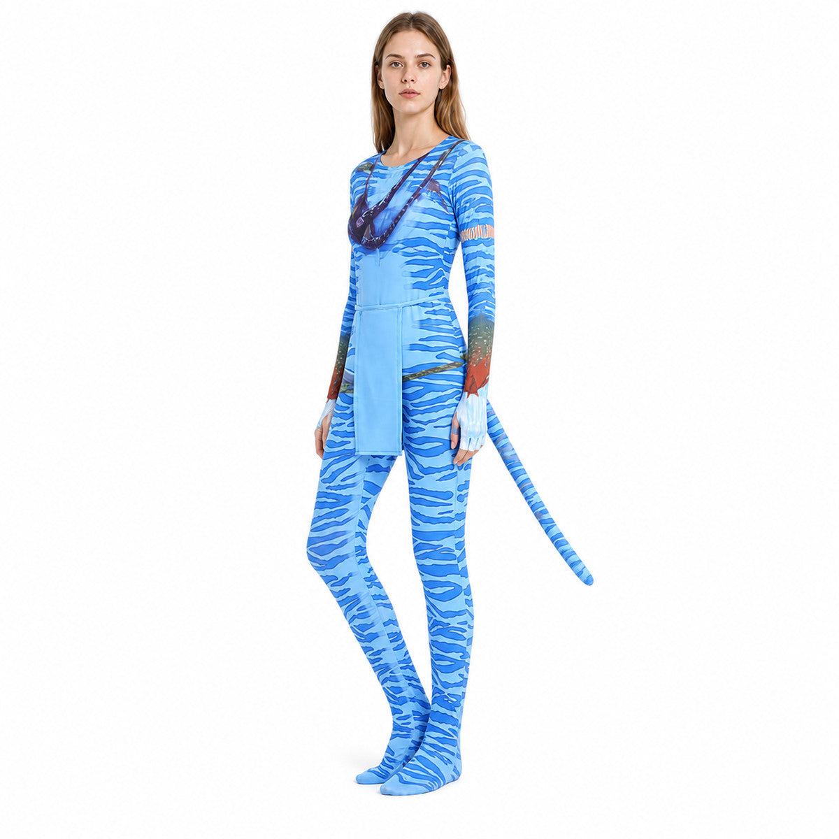 Avatar cosplay jumpsuit with a long tail Costumes detail
