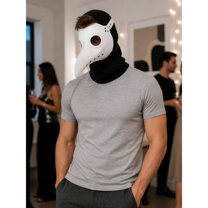 Black and White Plague Doctor Carnival Mask for Halloween lifestyle view