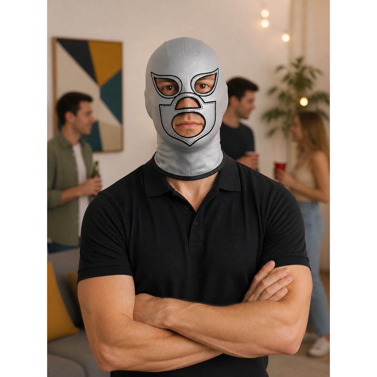 Black and White Carnival Mask for Halloween and Cosplay lifestyle view