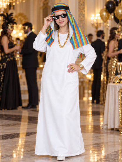 Costume: White Robe, Headscarf, Gold Chain