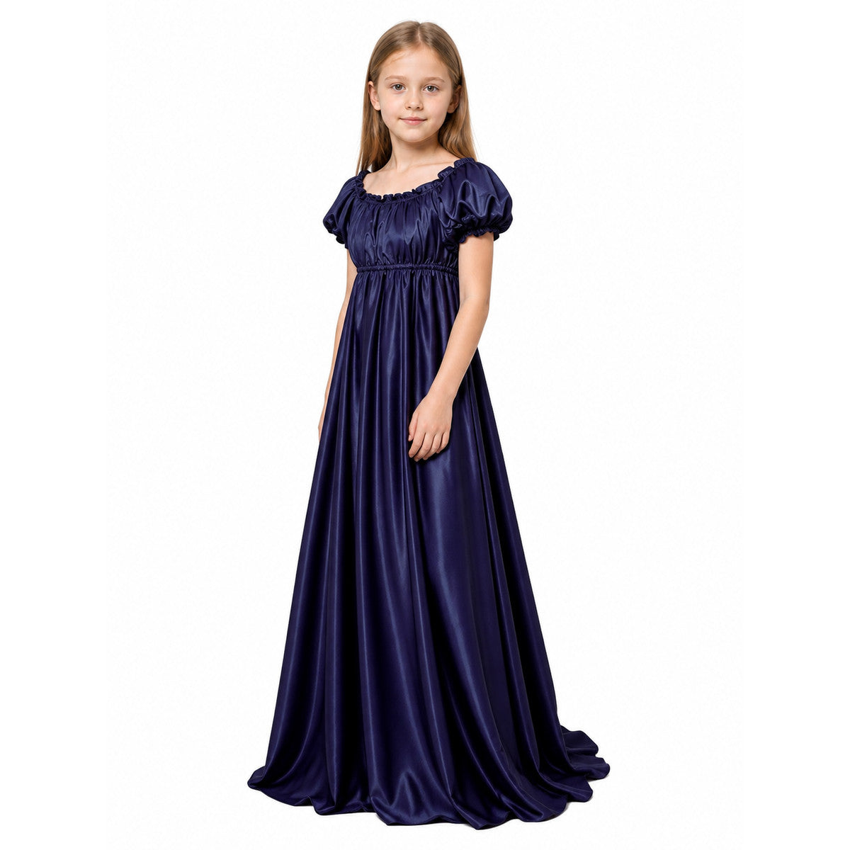Dark Purple Dress with a Train and Puff Sleeves Costume Dresses detail