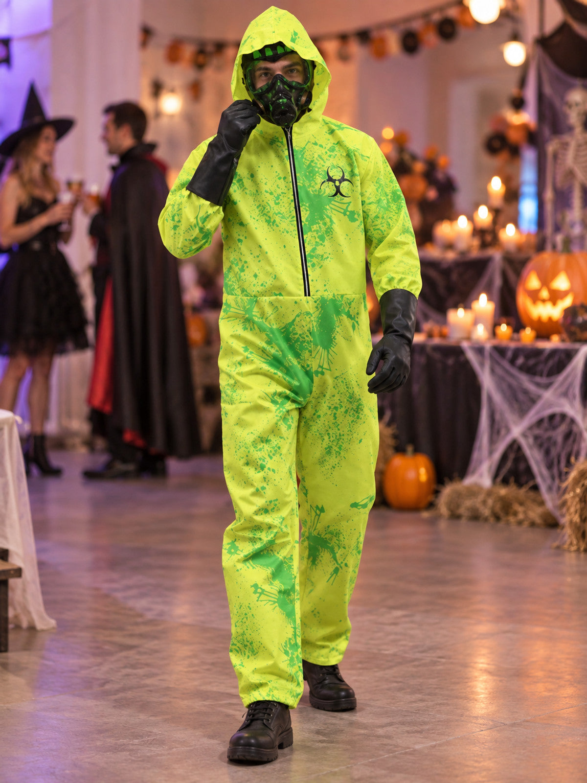 Halloween Costume Green Jumpsuit with Mask