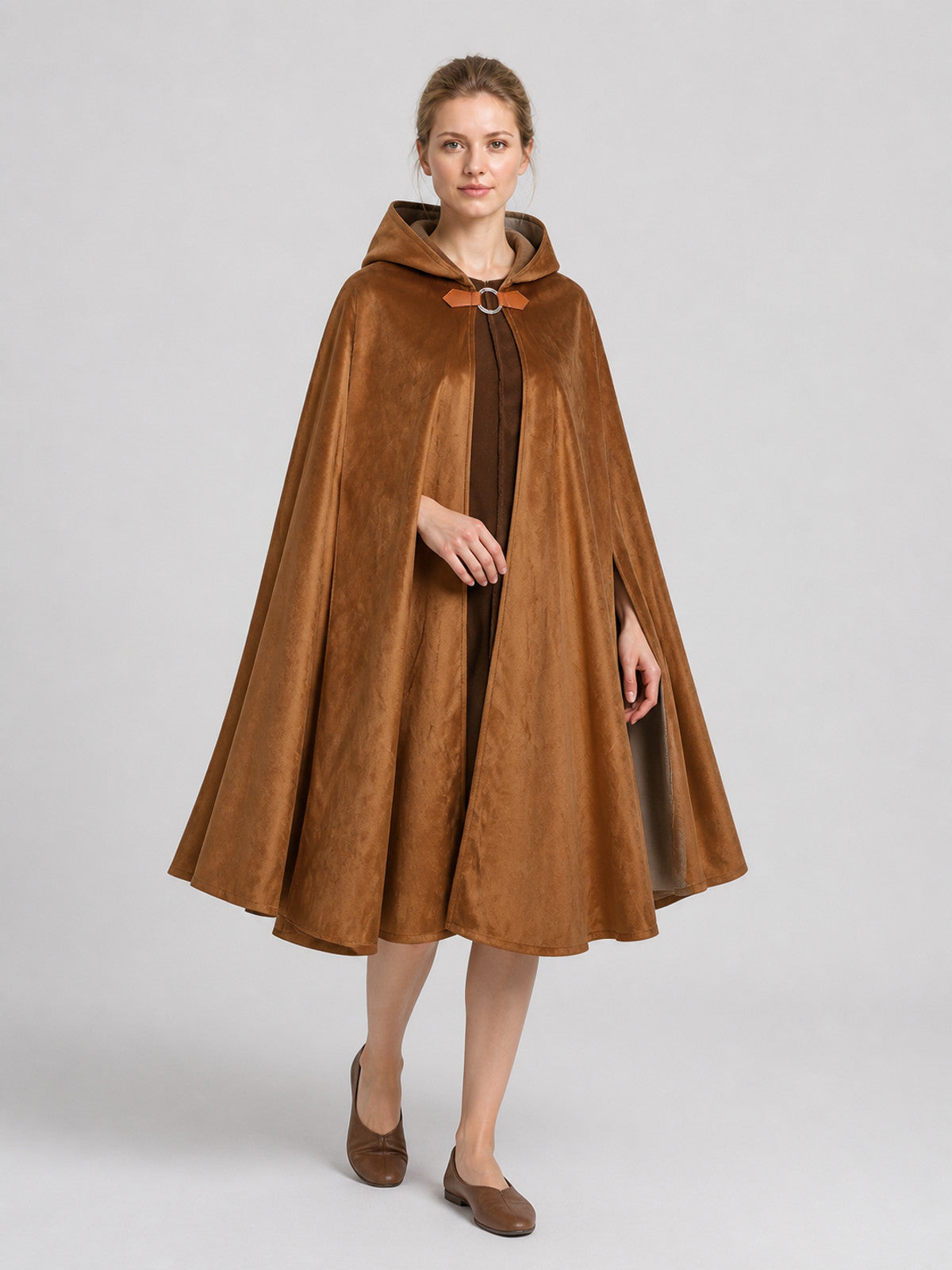 Brown Medieval Hooded Cloak