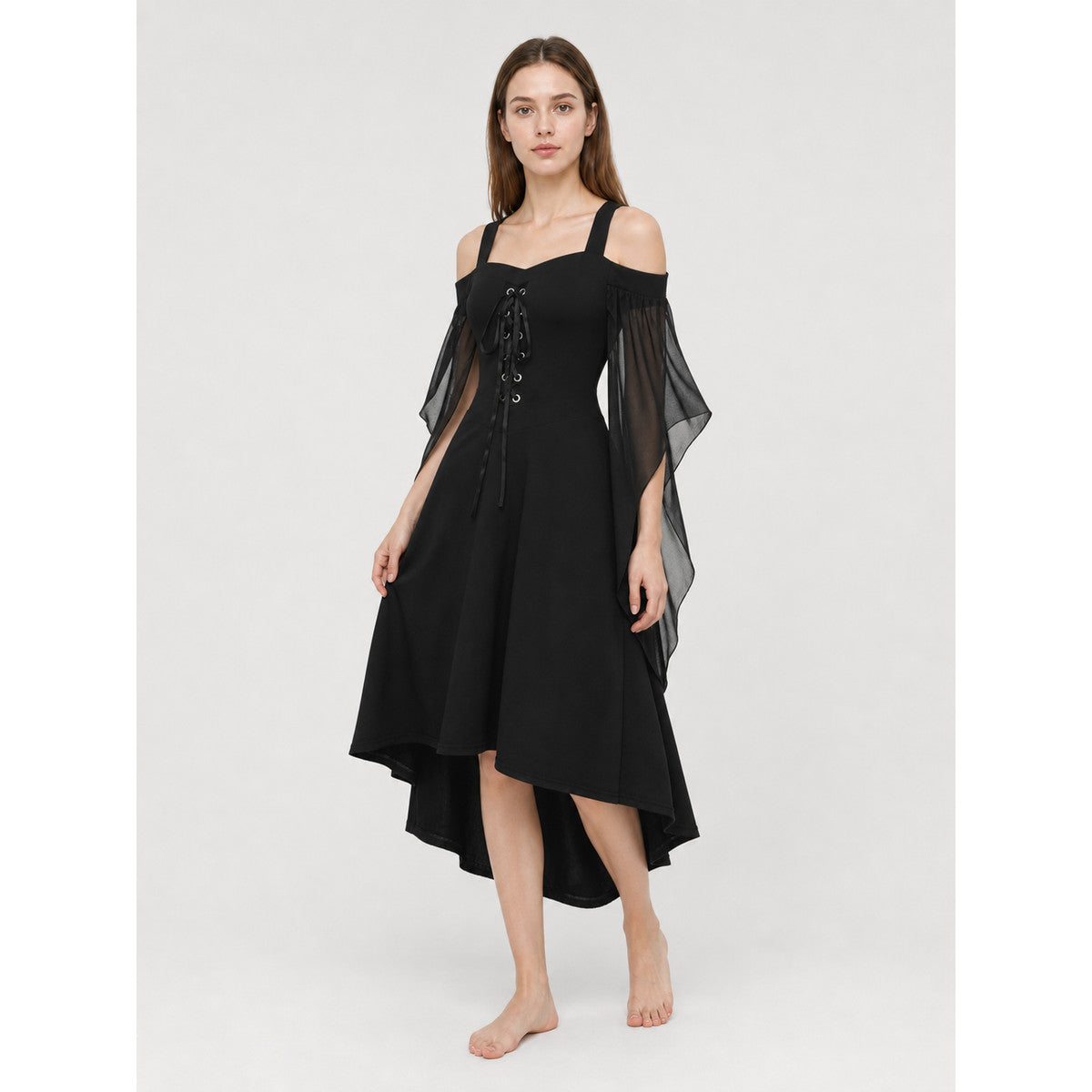 Gothic Lace-Up Strappy Dress