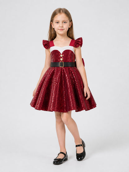 Children's Party Dress with Sequins and Bow Costume Dresses detail