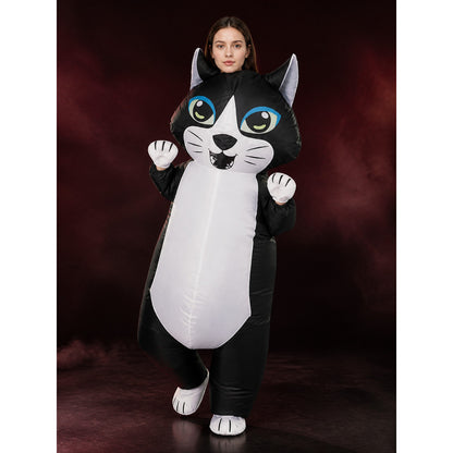 Inflatable Cat Halloween Costume, Funny Black and White Stage Performance Outfit main product view