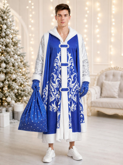 New Year's Santa Claus Costume with Beard and Sack