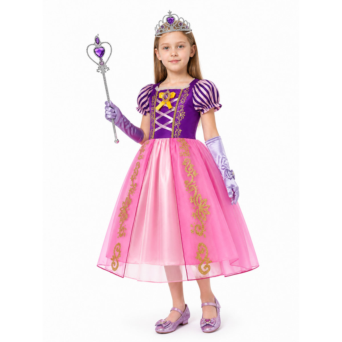 Rapunzel Princess Dress with Crown and Accessories Costume Dresses detail