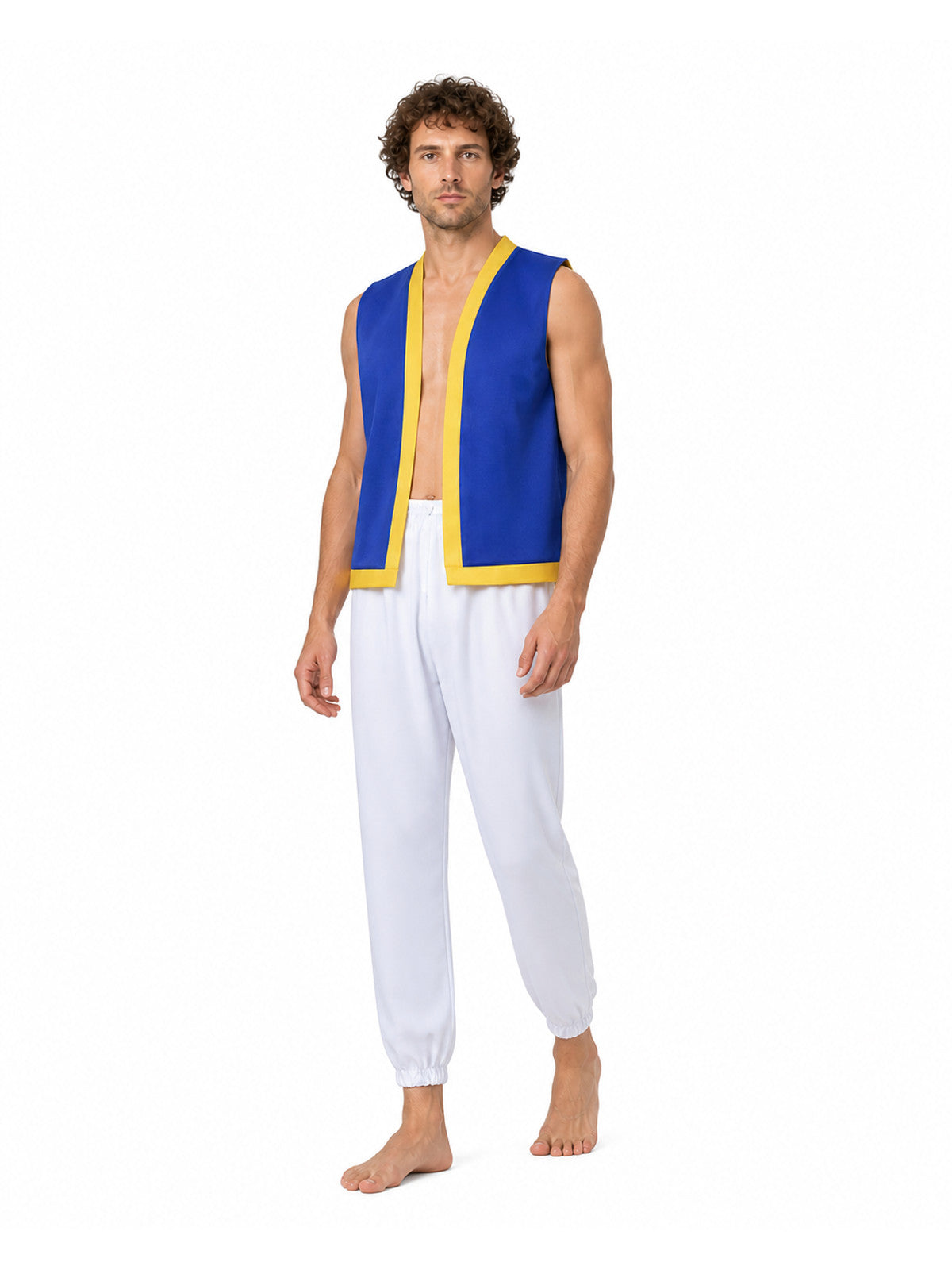 Blue-and-yellow mushroom costume with white pants for Halloween Costumes detail
