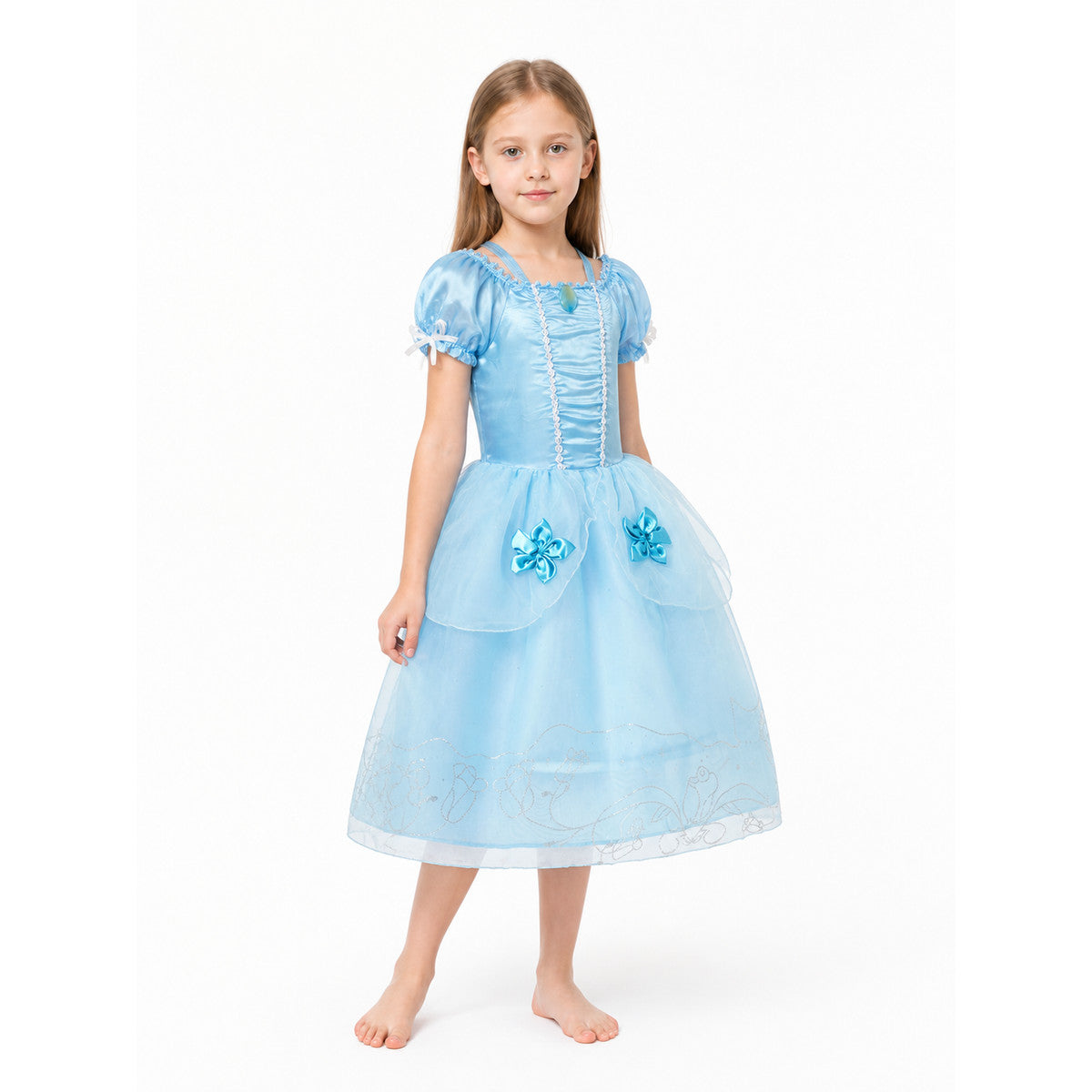 Light Blue Children's Carnival Dress with a Full Skirt Costume Dresses detail