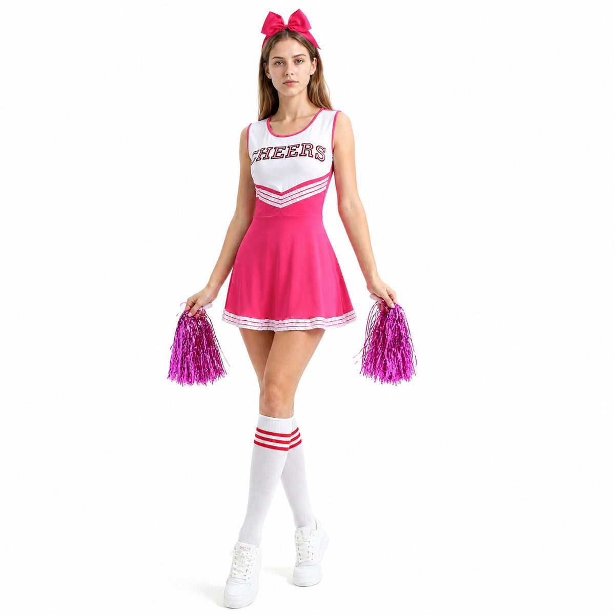Cheerleading Costume with Bow and Pom-Poms CHEERS lifestyle