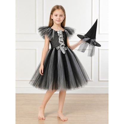 Children's Witch Costume with Full Skirt and Hat Costume Headwear detail