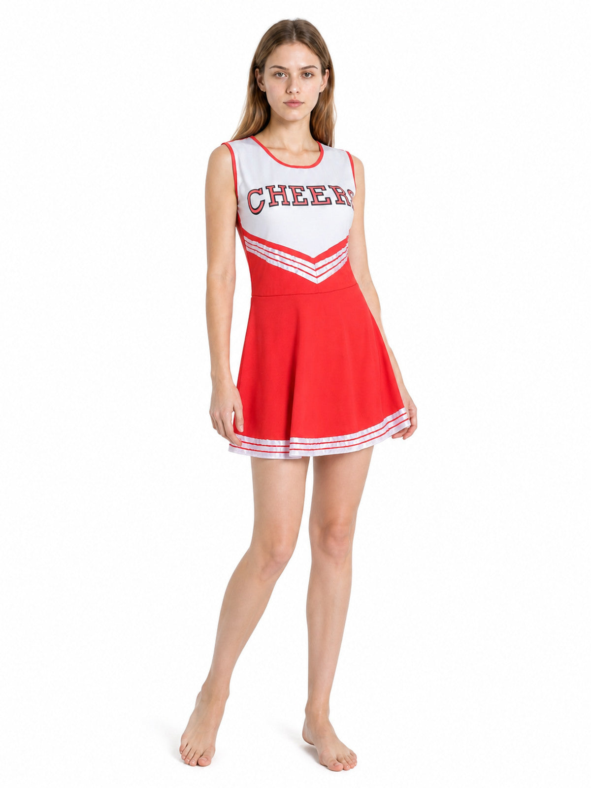 Red and White CHEERS Performance Dress
