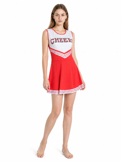 Red and White CHEERS Performance Dress