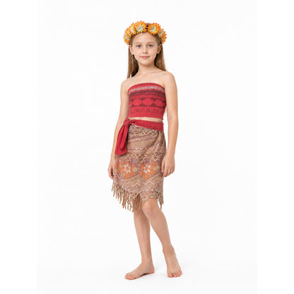 Moana Costume with Skirt and Floral Wreath for Carnival Costumes detail