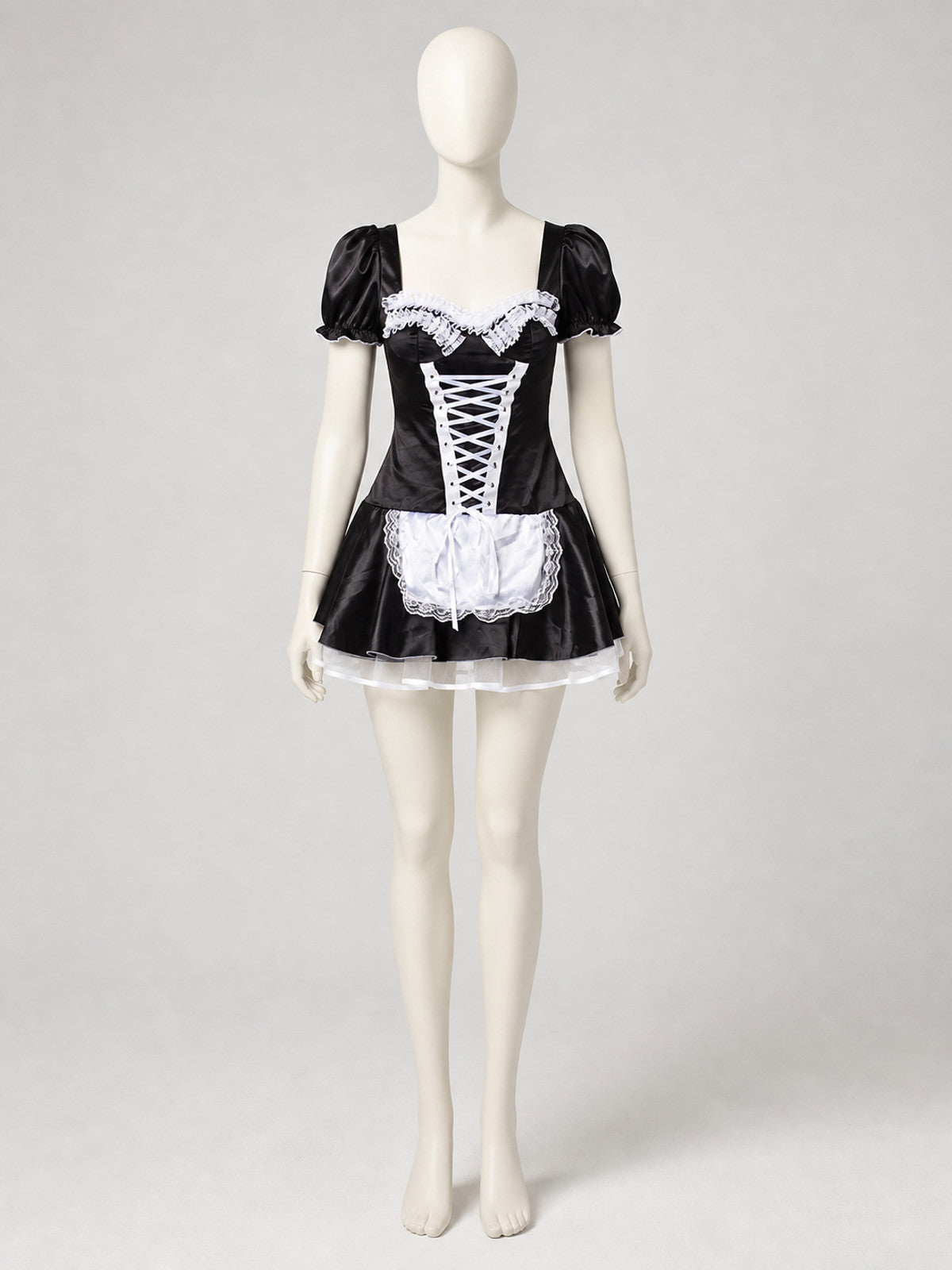 Black-and-White Stage Cosplay Costume with Apron