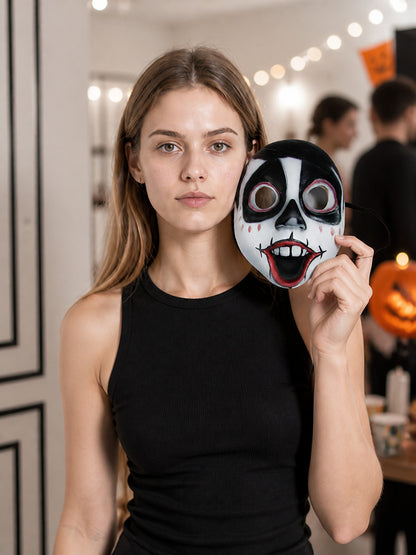 Carnival Skull Mask with Red Mouth for Halloween