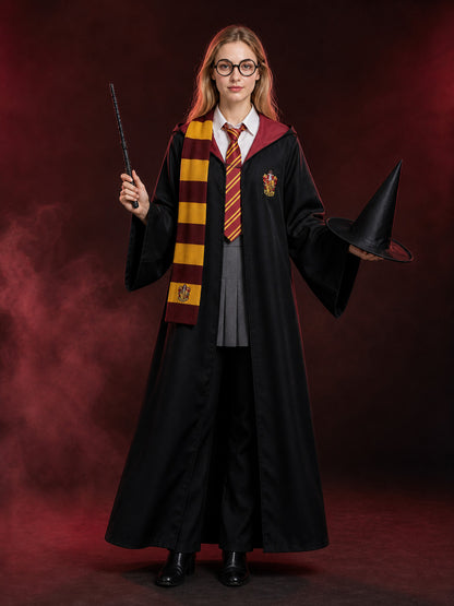 Wizard Robe Costume Set, 8-Piece School-Style Cosplay Outfit with Hat, Tie main product view