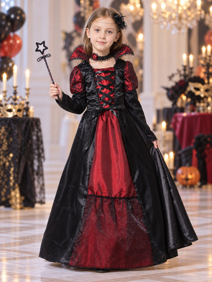 Children's Black and Red Carnival Costume with Lacing lifestyle view