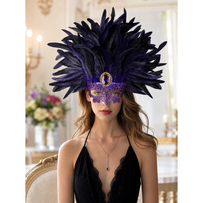 Carnival Feather Headpiece with Mask lifestyle