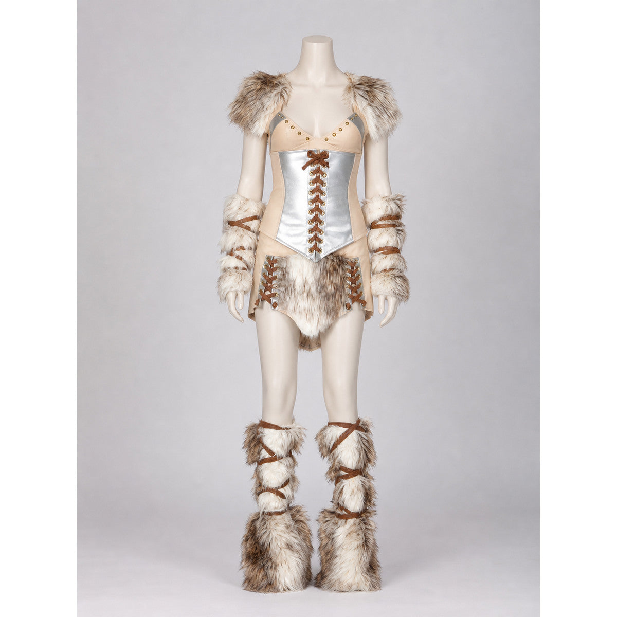 Historical Viking Costume with Horned Headwear on-model front view