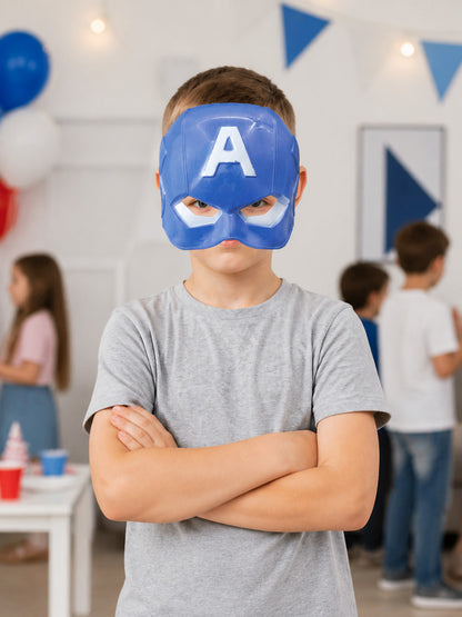 Blue Cosplay Mask with White Trim lifestyle view