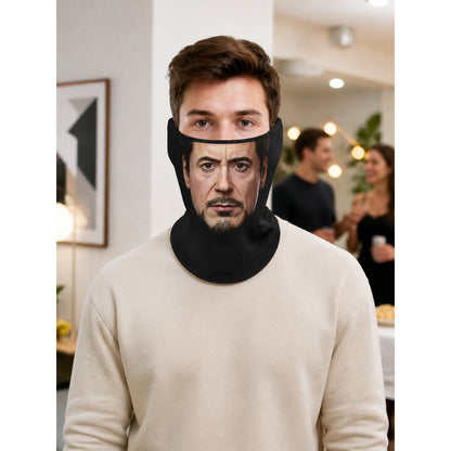 Carnival Mask with a Realistic Face and Black Neck lifestyle view