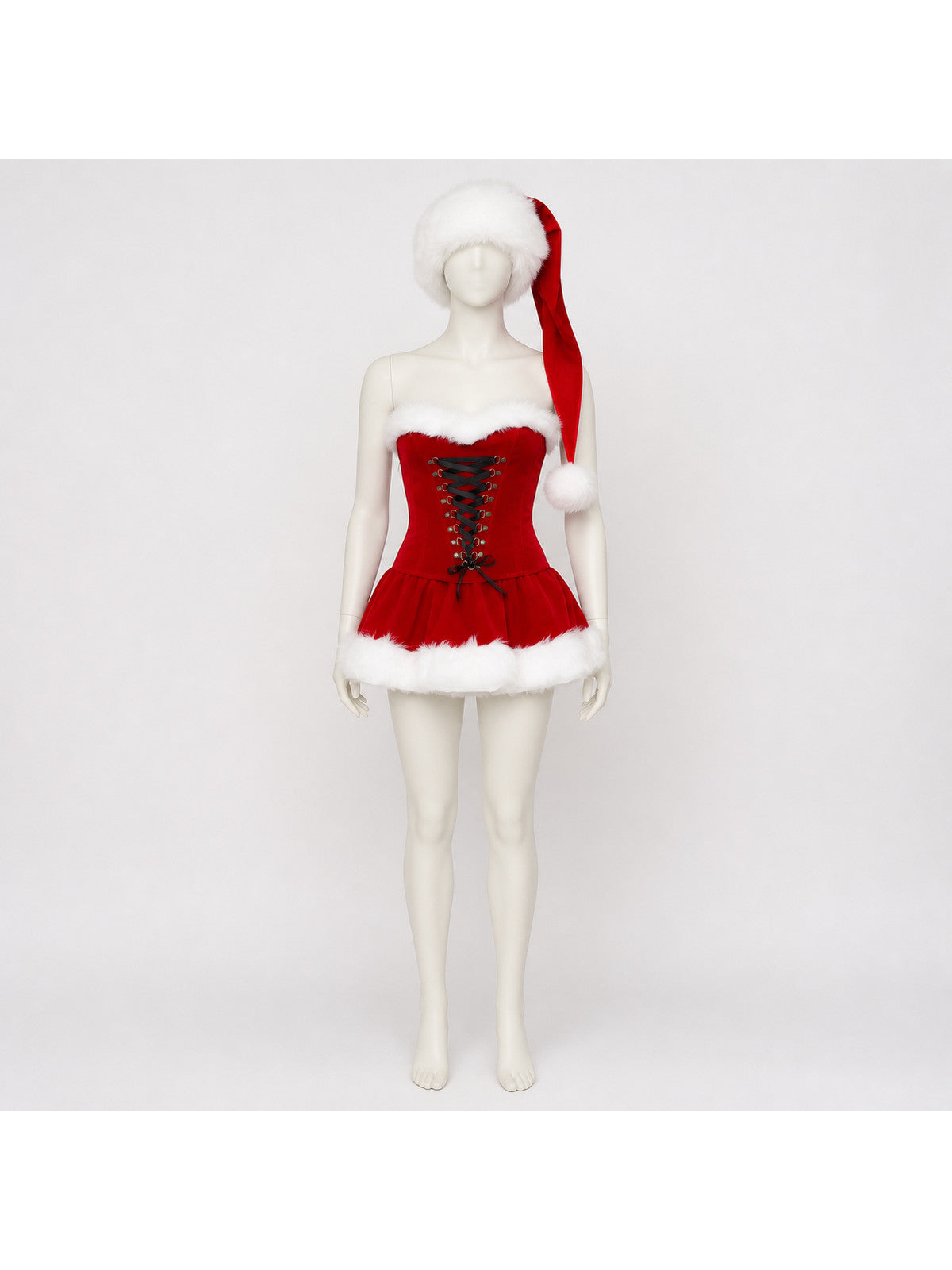 New Year's Costume with White Fur Trim and Gold Buckles Costumes detail