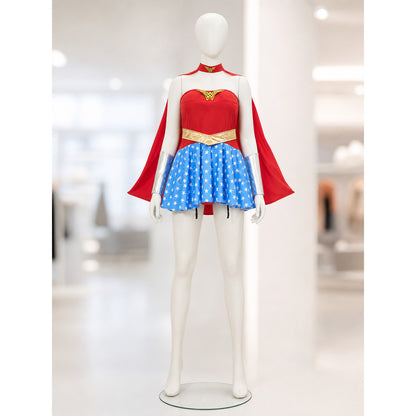 Wonder Woman Cosplay Costume with Red Cape