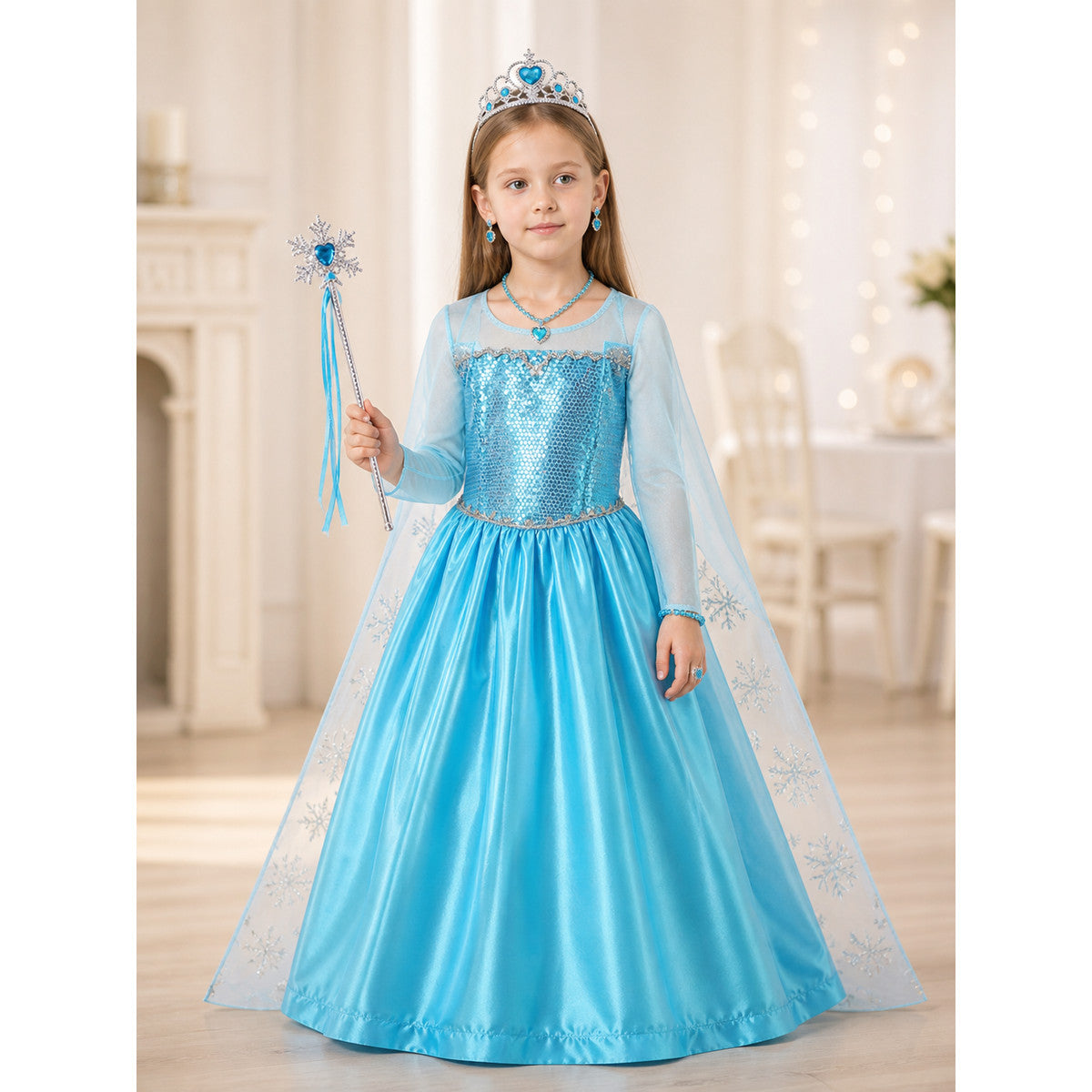 Blue Snow Queen Costume with Accessories