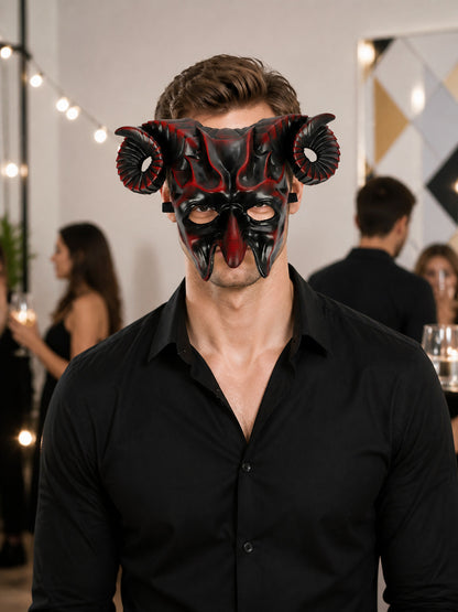 Demon Horn Carnival Mask for Halloween and Cosplay lifestyle view
