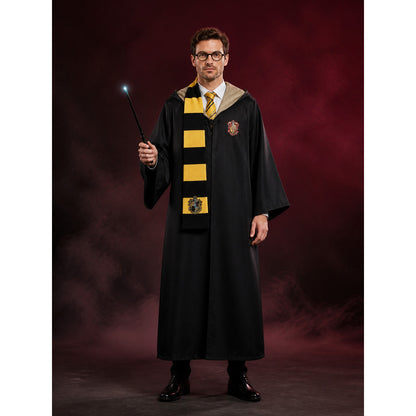 Hufflepuff Wizard Robe Costume Set with Scarf, Tie, Glasses and Wand main product view