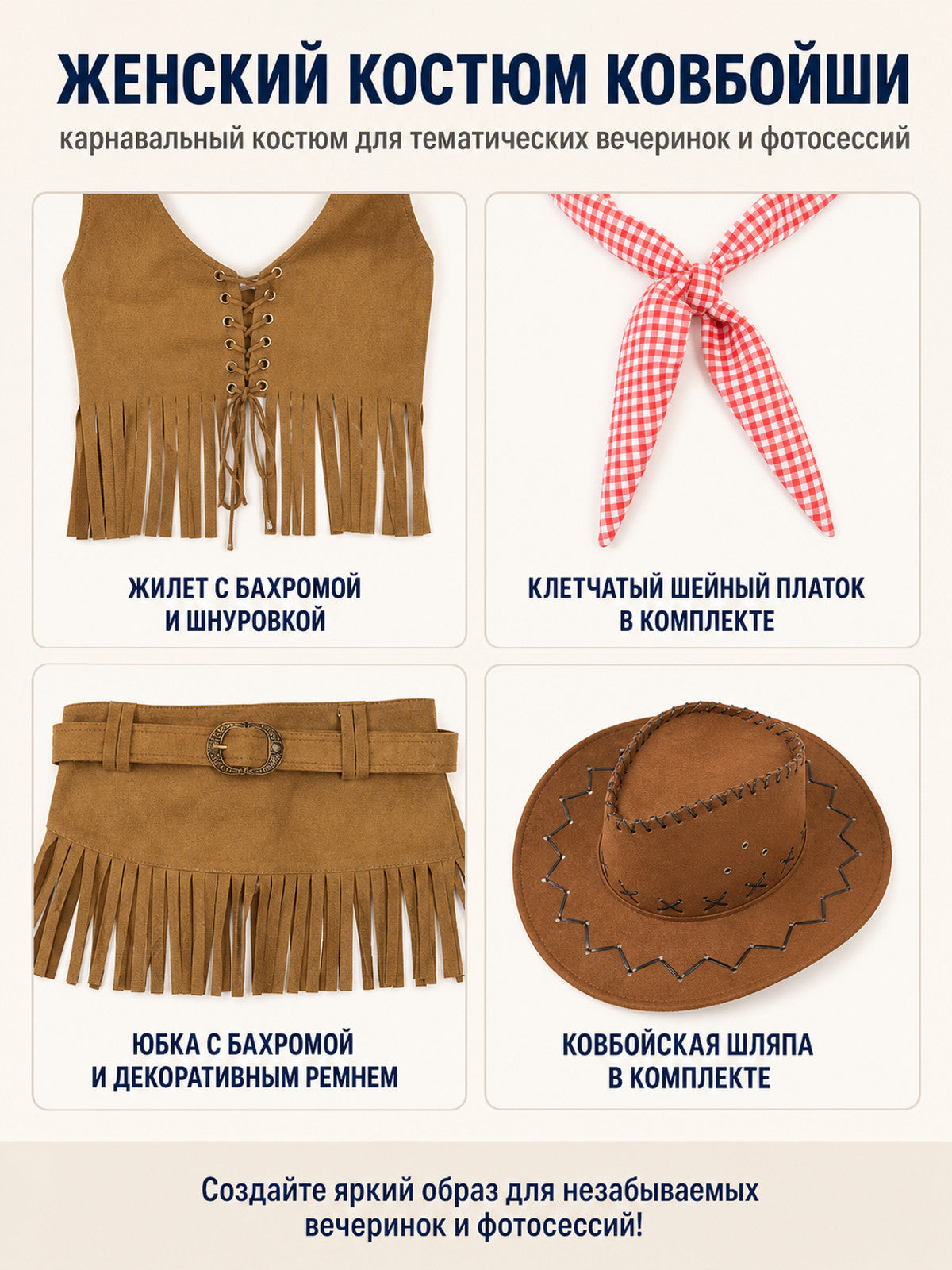 Cowboy Stage Costume with Fringe and Holsters
