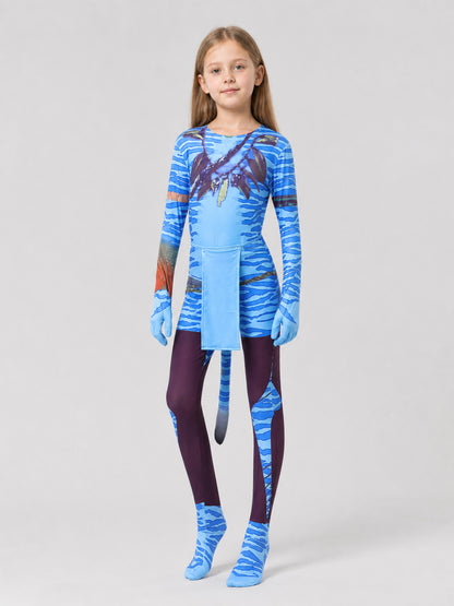 Avatar Cosplay Jumpsuit Costume with Tail Costumes detail
