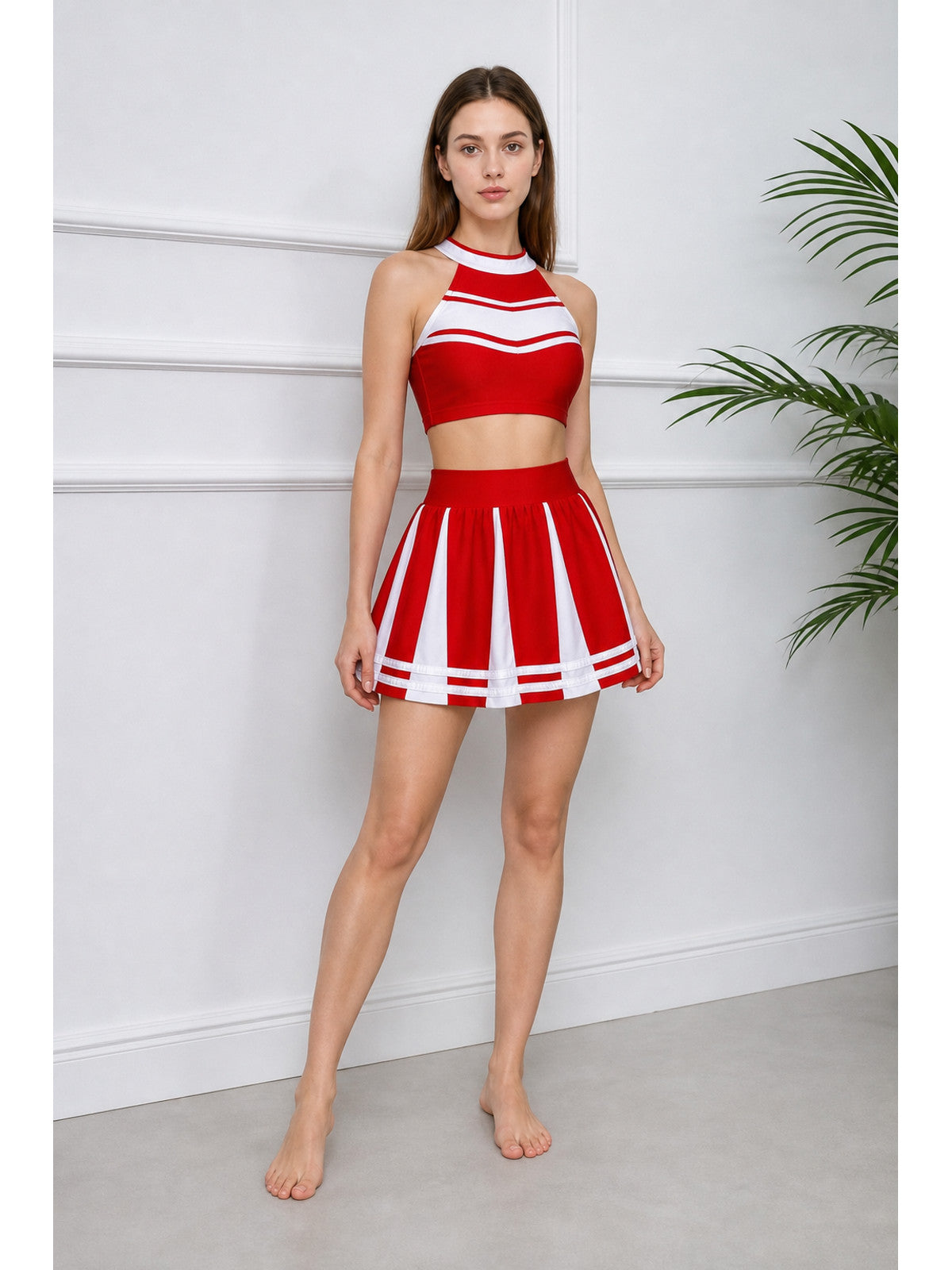 Cheerleading Costume: Top and Skirt, Red and White Costumes detail