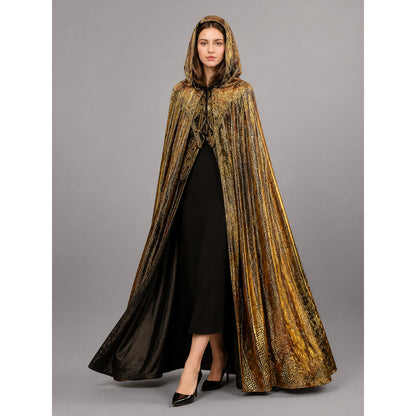 Black and Gold Hooded Carnival Cloak