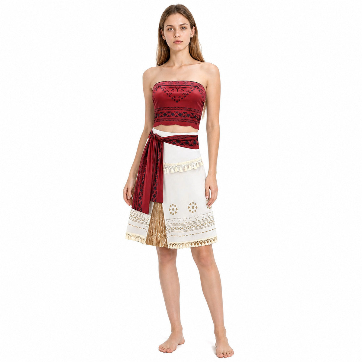 Moana Cosplay Costume, Top and Patterned Skirt Costumes detail