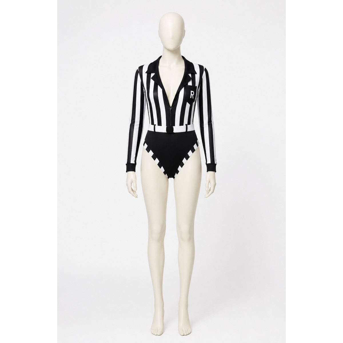Striped Referee Jumpsuit with High Slit product detail