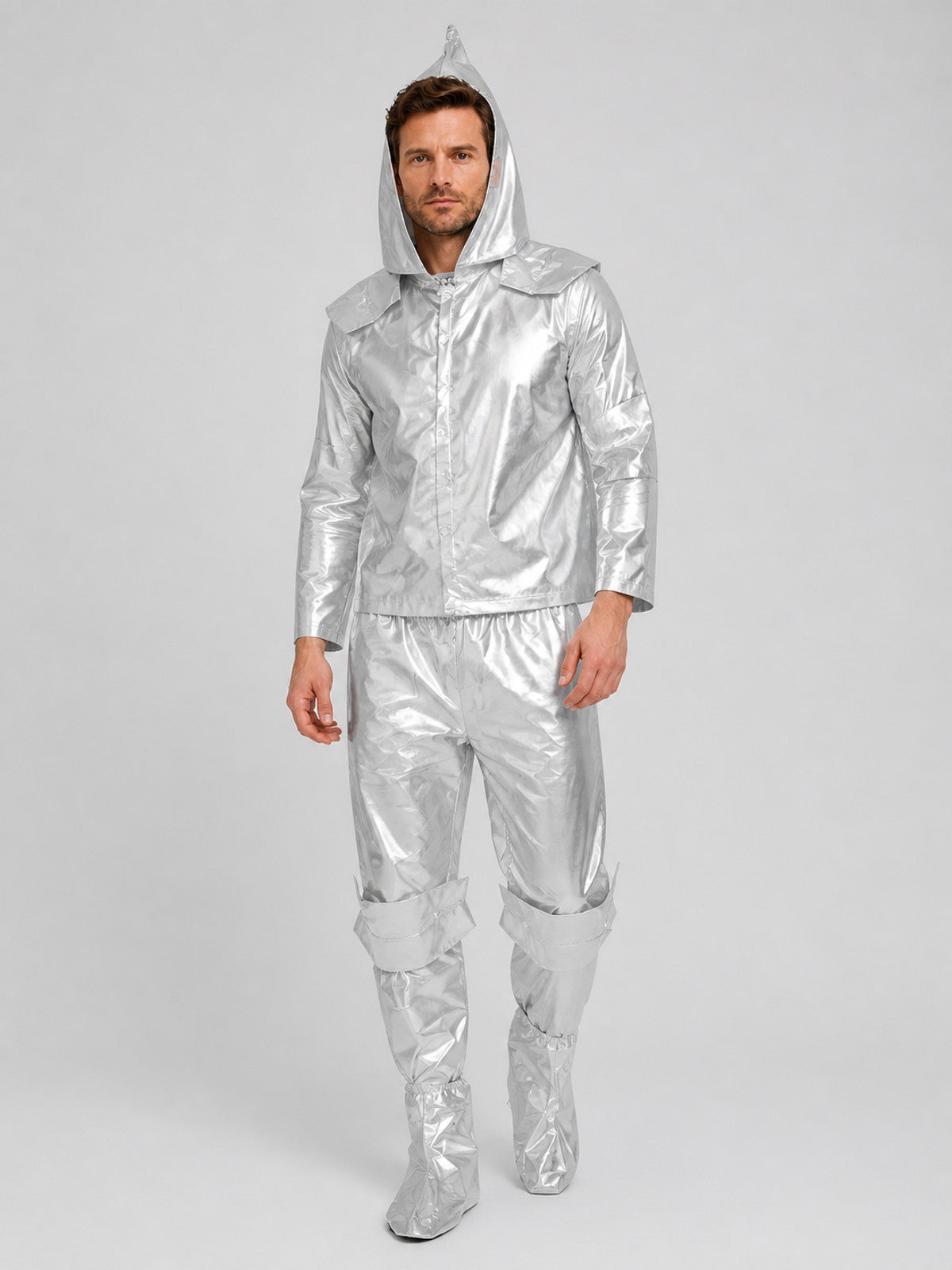 Silver Astronaut Costume with Hood for Halloween