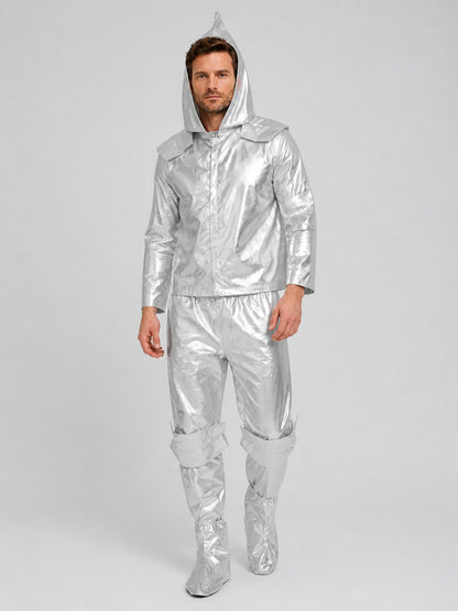 Silver Astronaut Costume with Hood for Halloween