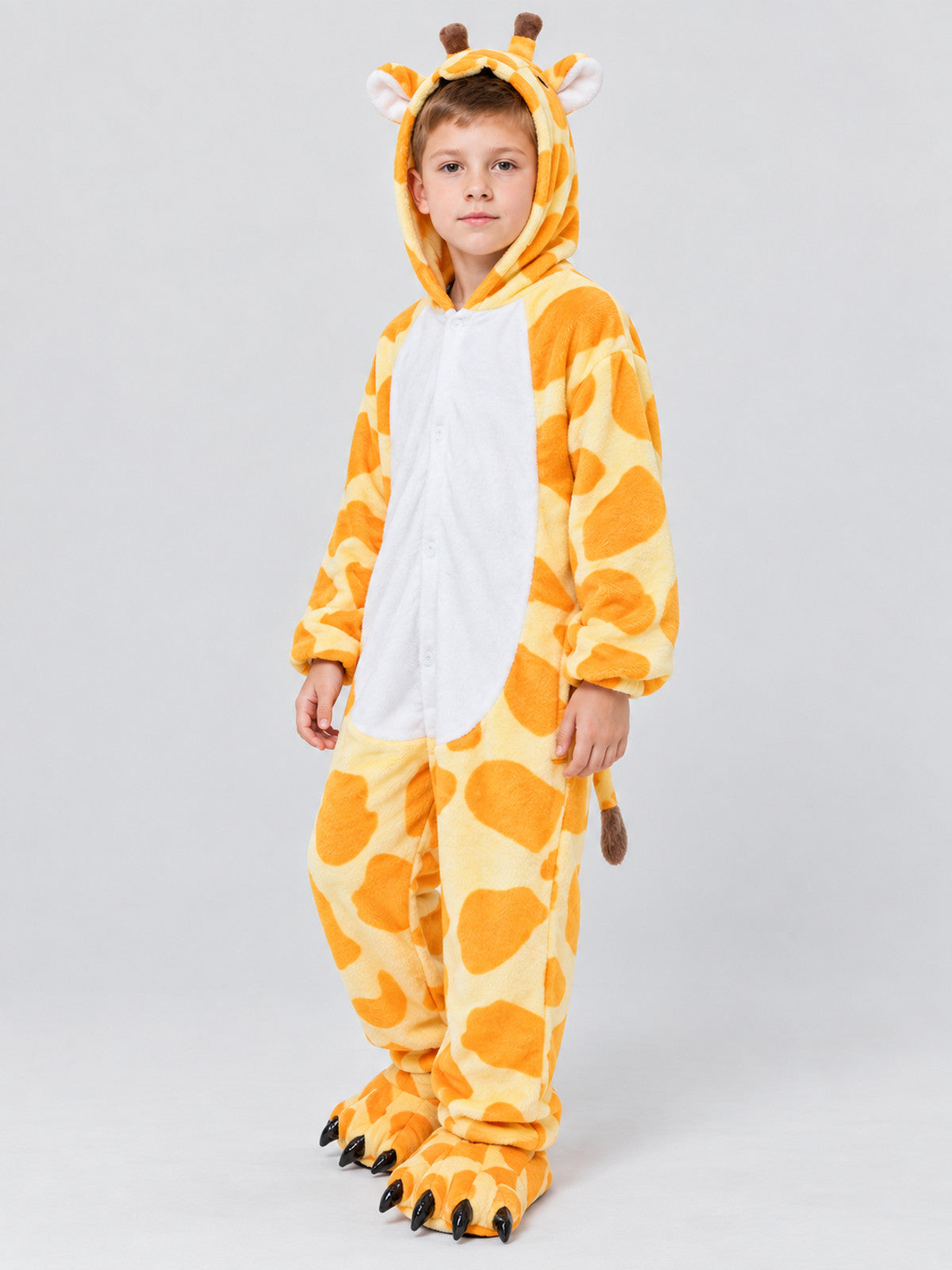 Kids' Hooded Giraffe Print Pajama Bodysuit