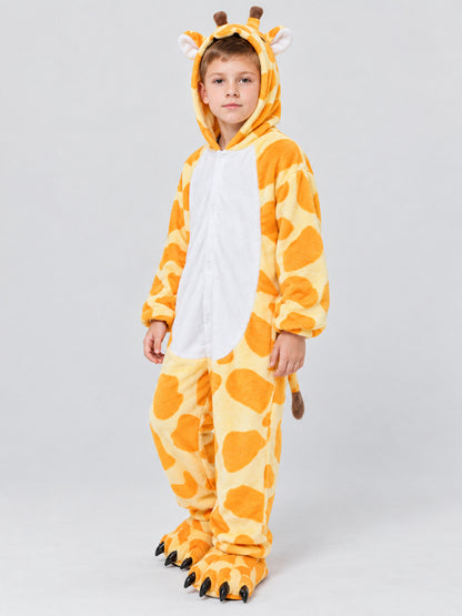 Kids' Hooded Giraffe Print Pajama Bodysuit
