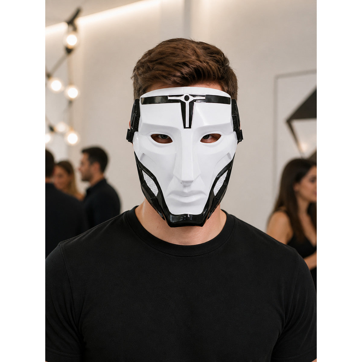 Geometric White and Black Cosplay Mask