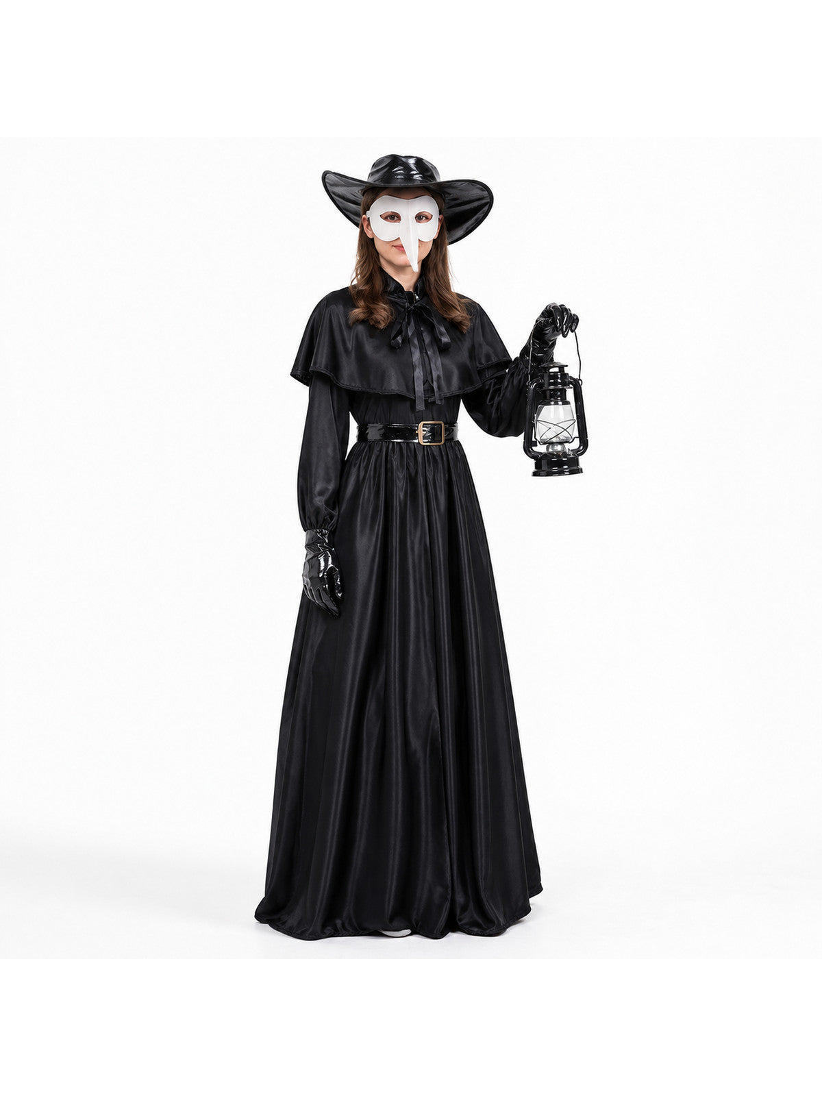 Plague Doctor Costume, Black Cloak, Raven Mask, Steampunk Costume Capes detail