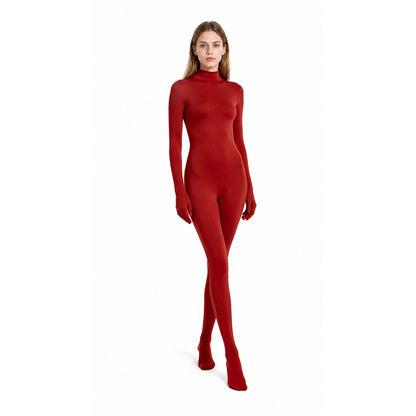 Red Jumpsuit with Covered Hands and Feet lifestyle view
