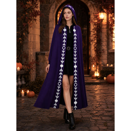 Purple Hooded Cape in Medieval Style