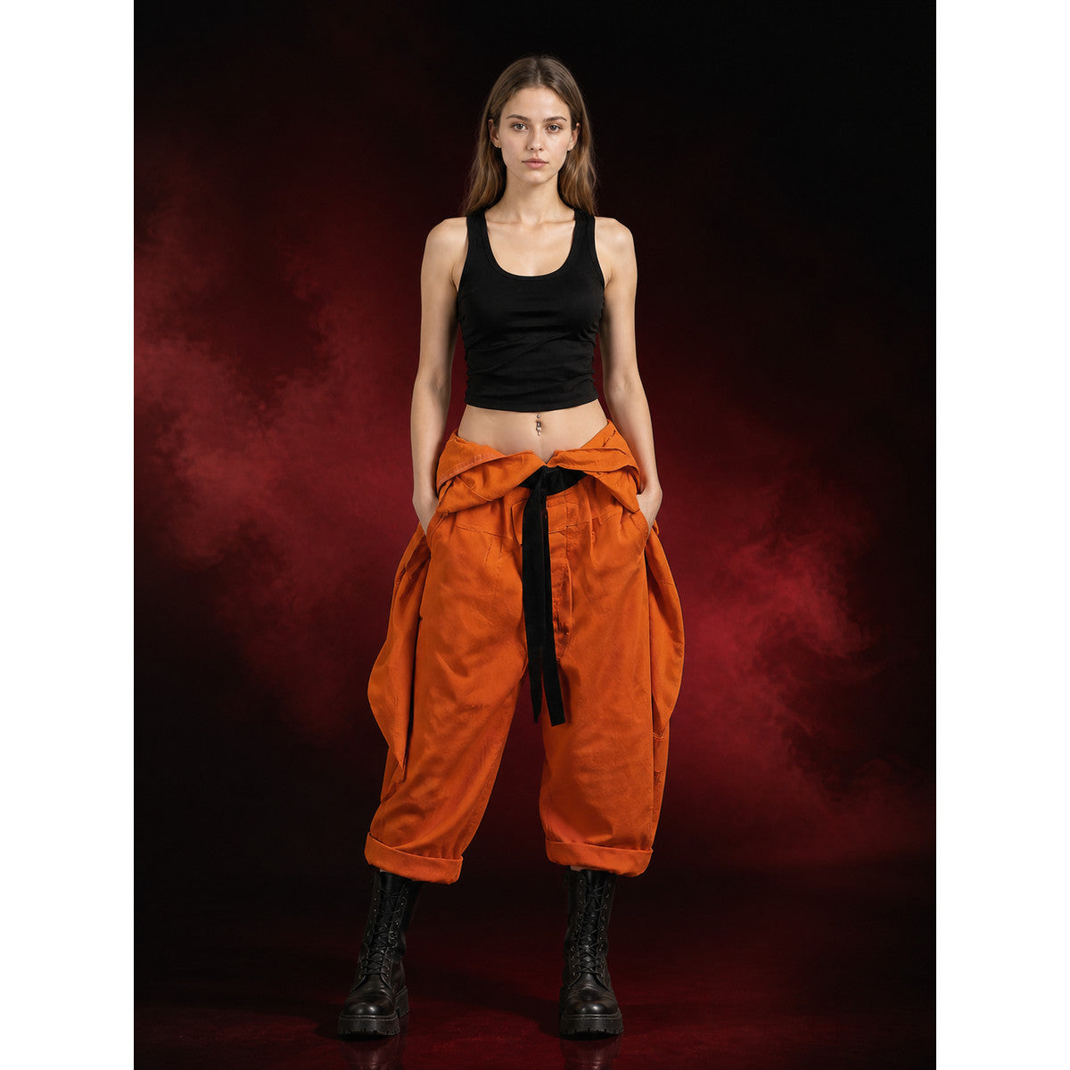 Orange Prisoner Costume Jumpsuit With Black Vest, Couples Cosplay Halloween lifestyle